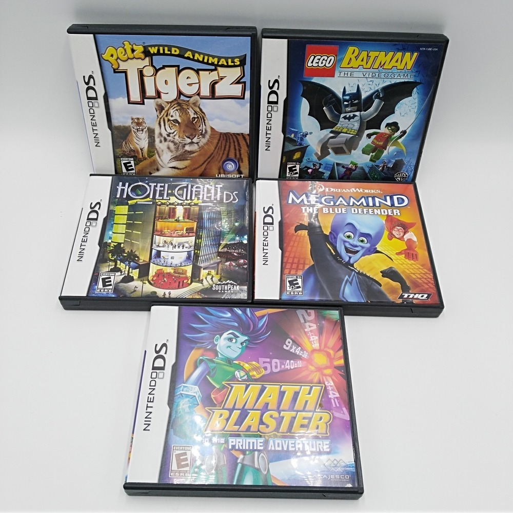 Nintendo DS Games Lot 5 Megamind Math Blaster Lego Batman Pet Tigerz Hotel Giant